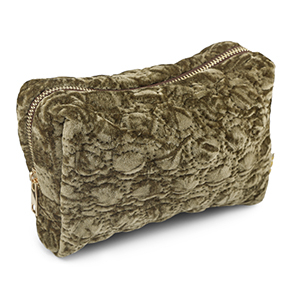 BY31&reg; Pochette velluto con dettagli circolari cuciti marrone oliva