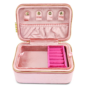 BY31&reg; Scatola portagioie velluto rosa d'epoca-fucsia