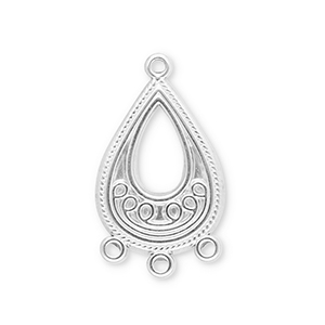 Componenti in acciaio inossidabile ciondoli goccia con 3 anellini argento