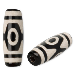 Perline di pietra naturale Calcedonio tubo nero-grigio chiaro