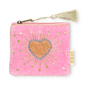 Pochette cuore con stella rosa-blu chiaro-oro