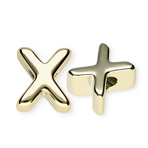 Perline alfabeto in acrilico con disegno lettera X oro