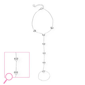 Bracciale baciamano in acciaio inossidabile cuore argento