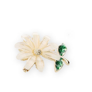 Broches fiore bianco-verde-oro