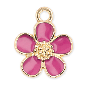 Ciondoli di metallo fiore oro-rosa scuro