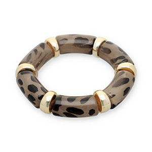 Bracciali in resina con stampa leopardo oro-trasparente marrone ambra chiaro-nero