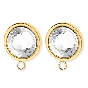 BY31&reg; Componenti in acciaio inossidabile orecchini tonda con cristallo con anellino oro-cristal