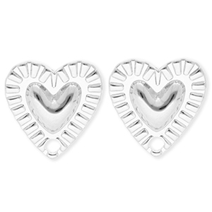 BY31&reg; Componenti in acciaio inossidabile orecchini cuore con anellino argento
