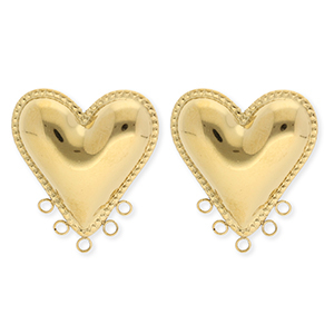 BY31&reg; Componenti in acciaio inossidabile orecchini cuore con 5 anellini oro