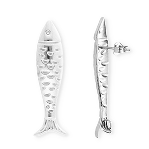 BY31&reg; Componenti in acciaio inossidabile orecchini pesce con anellino argento