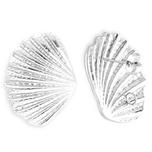 BY31&reg; Componenti in acciaio inossidabile orecchini conchiglia con anellino argento