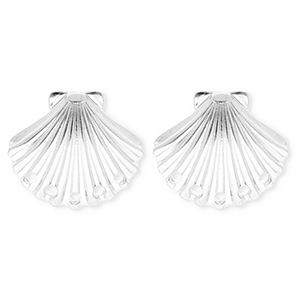 BY31&reg; Componenti in acciaio inossidabile orecchini conchiglia con 5 anellini argento