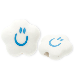 Perline di ceramica nuvola con smiley bianco-blu