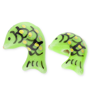 Perline di ceramica pesce verde-giallo-rosso