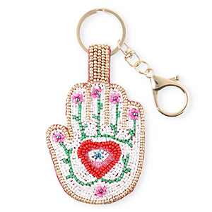 Portachiavi mano con Occhio della Provvidenza oro-bianco-fucsia-rosso-verde