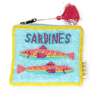 Pochette "Sardines" giallo-blu chiaro-rosa