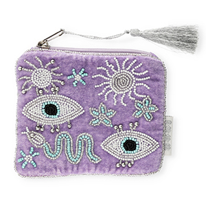 Pochette mistico viola-bianco-turchese blu-argento