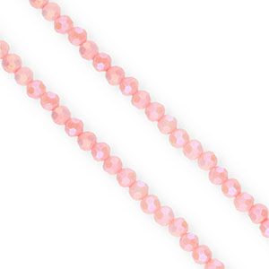 Perline sfaccettate tonde 4mm rosa polvere-rivestimento AB