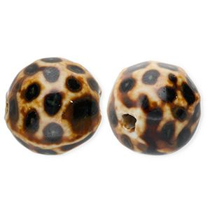 Perline di ceramica 15mm con puntini marrone scuro-marrone chiaro