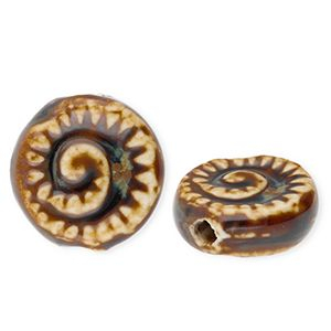 Perline di ceramica fossile marrone scuro-marrone chiaro