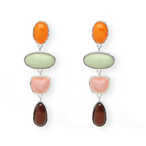 Orecchini alla moda con perno in acciaio inossidabile argento-arancione caldo-verde-rosa-marrone