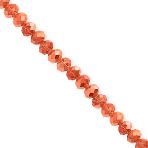 Perline sfaccettate 4x3mm rondella arancio corallo-effetto perlato