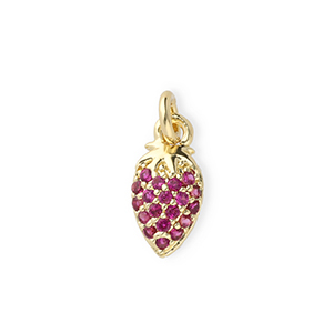 Metallo TQ in ottone ciondolo fragola con strass oro-rosa