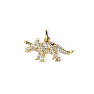 Metallo TQ in ottone ciondolo dinosauro con strass oro-trasparente