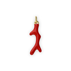 Metallo TQ in ottone ciondolo corallo oro-rosso