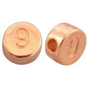 Perline numerico di metallo DQ con disegno numero 9 oro rosa (privo di nichel)