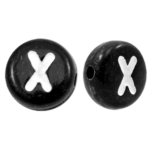 Perline alfabeto in acrilico con disegno lettera X nero