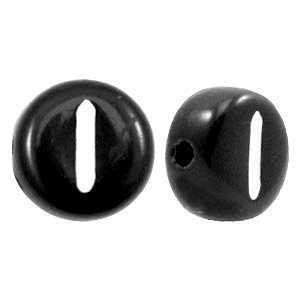 Perline alfabeto in acrilico con disegno lettera I nero