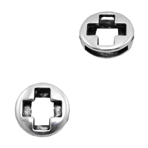 Componenti di metallo TQ passante rotondo segno pi&ugrave; argento antico