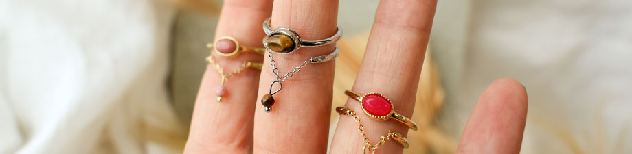 Anelli in acciaio inossidabile con pietra naturale