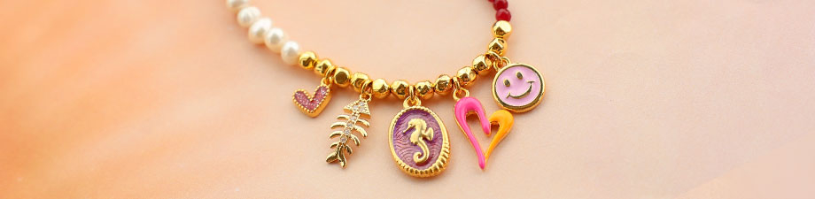 Allegri ciondoli in metallo DQ con smalto e perline