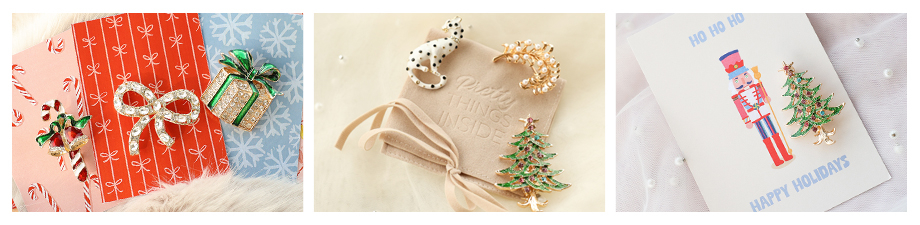 Bella serie di broches, pins & cartoncini per gioielli