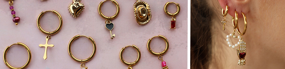 Nuovi orecchini a cerchio in acciaio inox con anellino