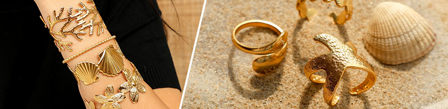 Bracciali e anelli in acciaio inossidabile trendy