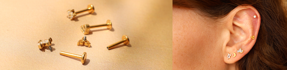 Piercing per orecchio in acciaio inossidabile