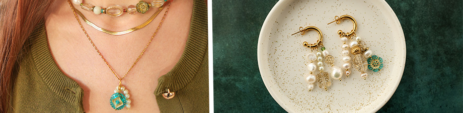 Perline in acrilico con eleganti dettagli dorati!